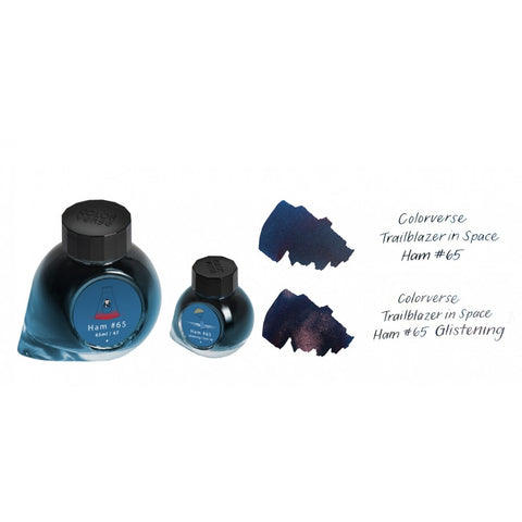 Colorverse HAM 65 Dark Blue Without Shimmer - With Shimmer - Fountain Pen Ink 47 - 48 Trailblazer In Space Series, Season 4, 65ml - 15ml - 2 Bottle Set Dye-Based Nontoxic Made In Korea