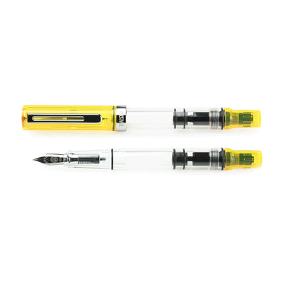 Twsbi Eco Transparent Yellow Fountain Ink Pen, Piston Filling Mechanism Plastic Body, Metal Clip, Steel Nib, High Capacity Filler Can Hold Upto 1.7ml Of Ink, Screw-on Cap Mechanism.