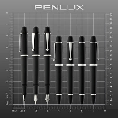 Penlux Masterpiece Grande Fountain Ink Pen | Black Body | Piston Filling | Oversize Pen with No. 6 Jowo Nibs