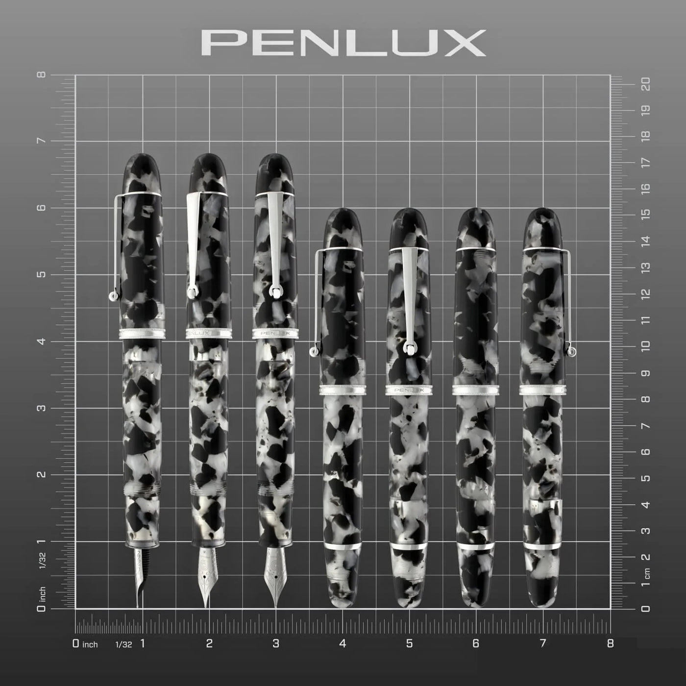Penlux Koi Fountain Ink Pen | Koi (Black & White) Body | Piston Filling | Oversize Pen With No. 6 Jowo Nibs
