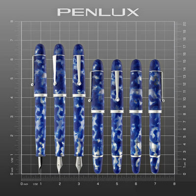 Penlux Koi Fountain Ink Pen | Koi (Blue & White) Body | Piston Filling | Oversize Pen With No. 6 Jowo Nibs