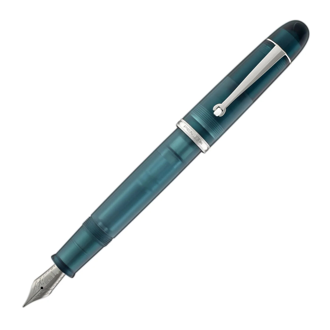 Penlux Masterpiece Grande Great Natural Fountain Ink Pen | Deepsea (Blue) Body | Piston Filling | Stainless Steel No. 6 Jowo Nibs