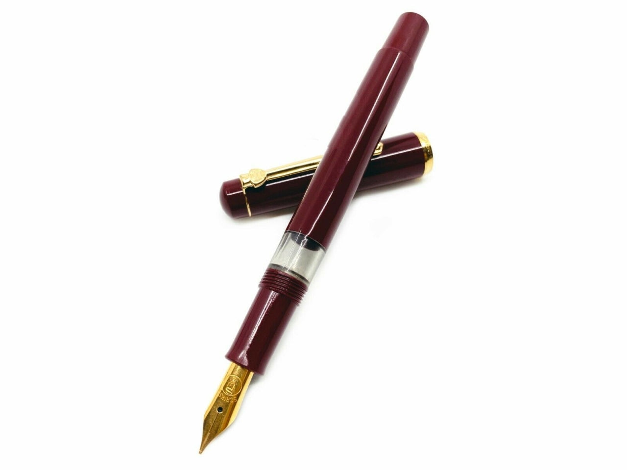 Scrikss Legendary 419 Classic Fountain Pen with Piston Ink Filling System, Gold Plated Iridium Nib, Gold Plated - Ring, Clip, Nozzle And Scratch Resistant Acrylic Burgundy Barrel