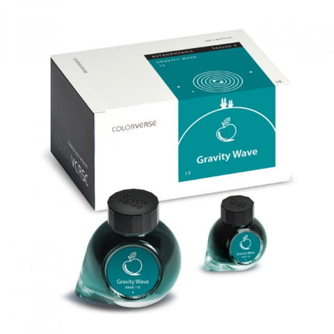 Colorverse Gravity Wave - Turquoise - Fountain Pen Ink 15 Astrophysics Series, Season 2, 65ml - 15ml - 2 Bottle Set, Dye-Based, Nontoxic, Made In Korea