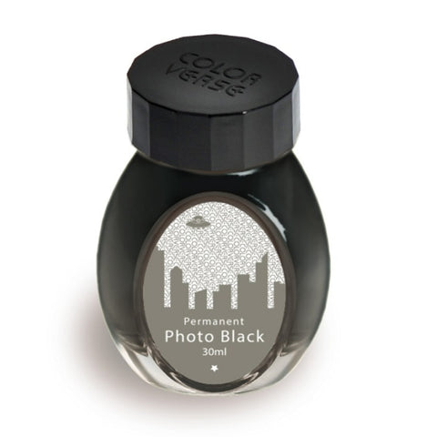 Colorverse Office Series Permanent Photo Black Fountain Pen Ink - Waterproof - 30ml Classic Bottle Pigment Based Nontoxic, Made In Korea