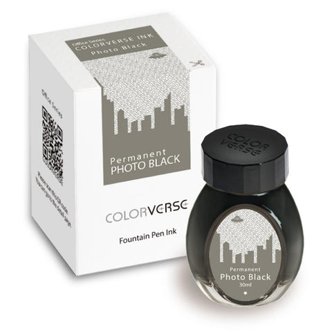 Colorverse Office Series Permanent Photo Black Fountain Pen Ink - Waterproof - 30ml Classic Bottle Pigment Based Nontoxic, Made In Korea