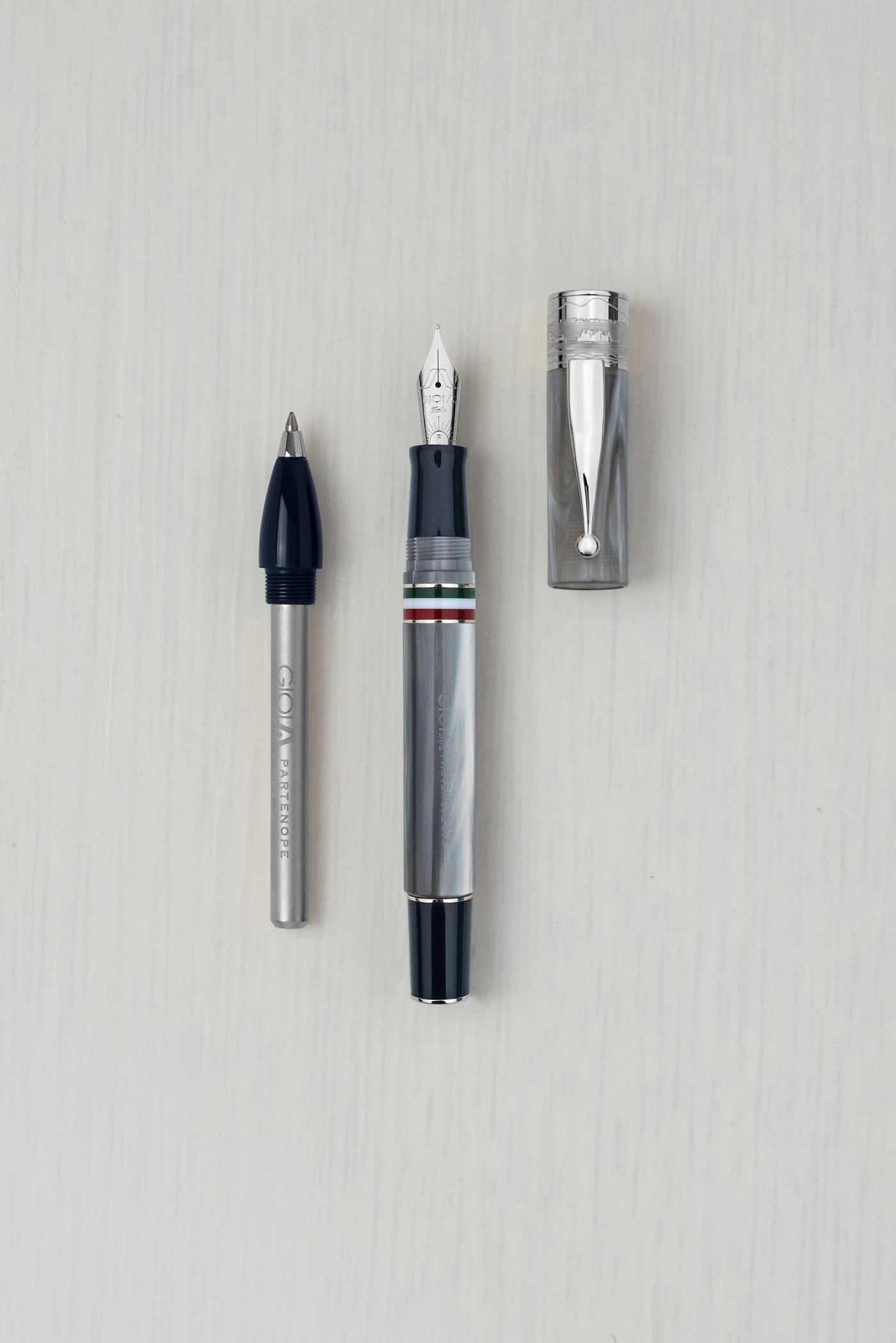 GIOIA | Fountain Pen & Rollerball Pen |Partenope |Madreperla Pearl Rhodium Trims