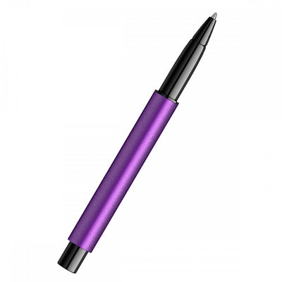 Scrikss Carnival 0.7mm Roller Ball Point Pen - Matte Satin Purple Stainless Steel Barrel - Cap, Layered With Epoxy Paint, Stainless Steel Clip With Glossy Black Lacquer, ABS Black Grip